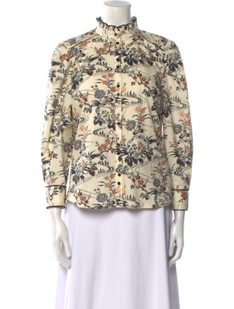BA&SH Floral Print Mock Neck Blouse