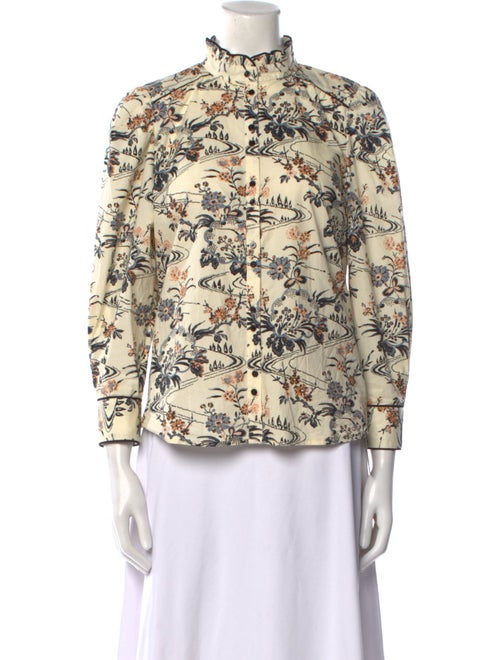 BA&SH Floral Print Mock Neck Blouse