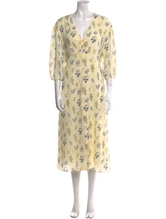 BA&SH Floral Print Midi Length Dress