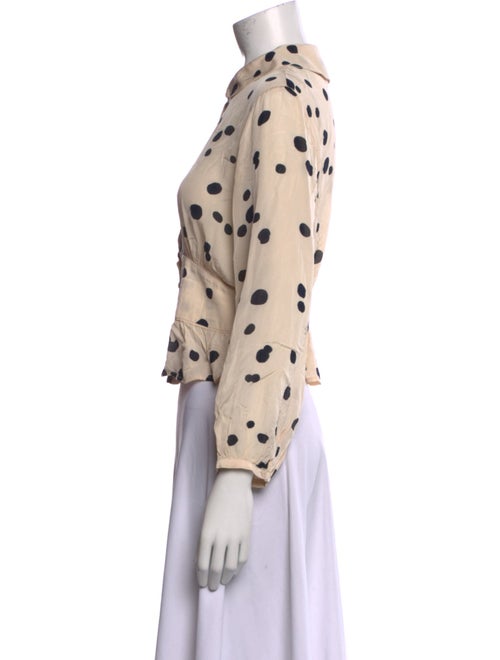 BA&SH Polka Dot Print Mock Neck Button-Up Top