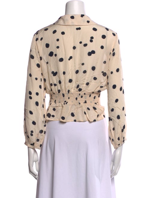 BA&SH Polka Dot Print Mock Neck Button-Up Top