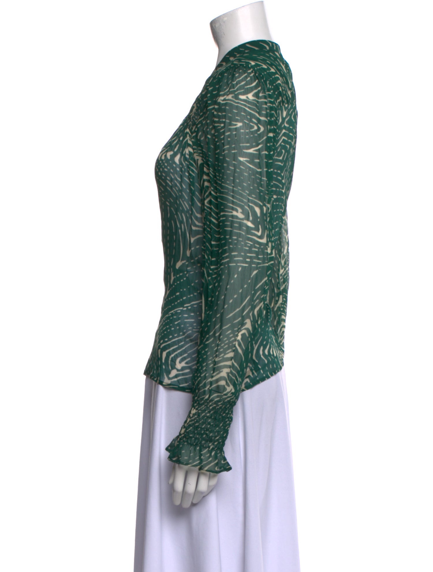 BA&SH Patterned Long Sleeve Button-Up Top