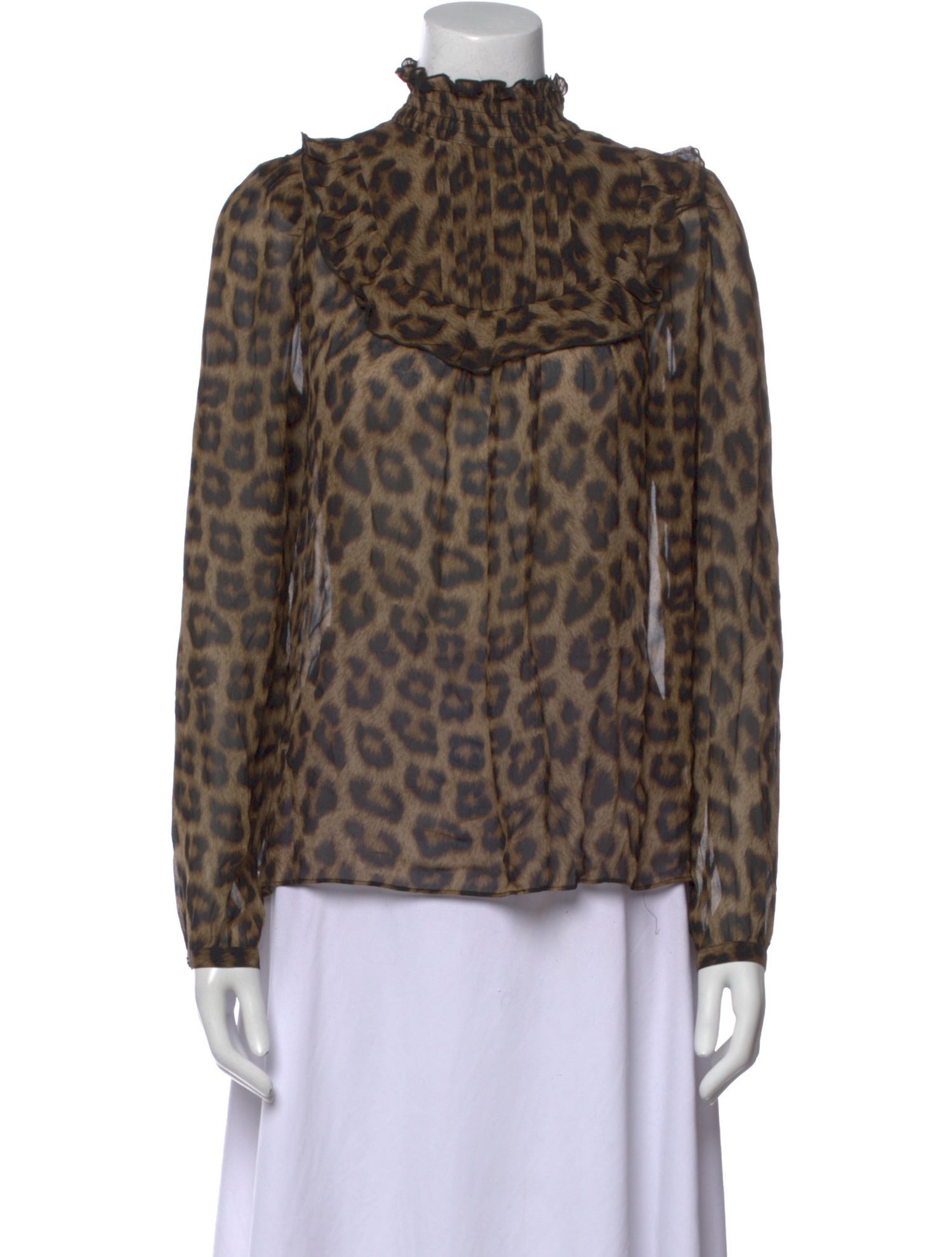 BA&SH Animal Print Mock Neck Blouse