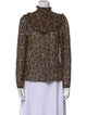 BA&SH Animal Print Mock Neck Blouse