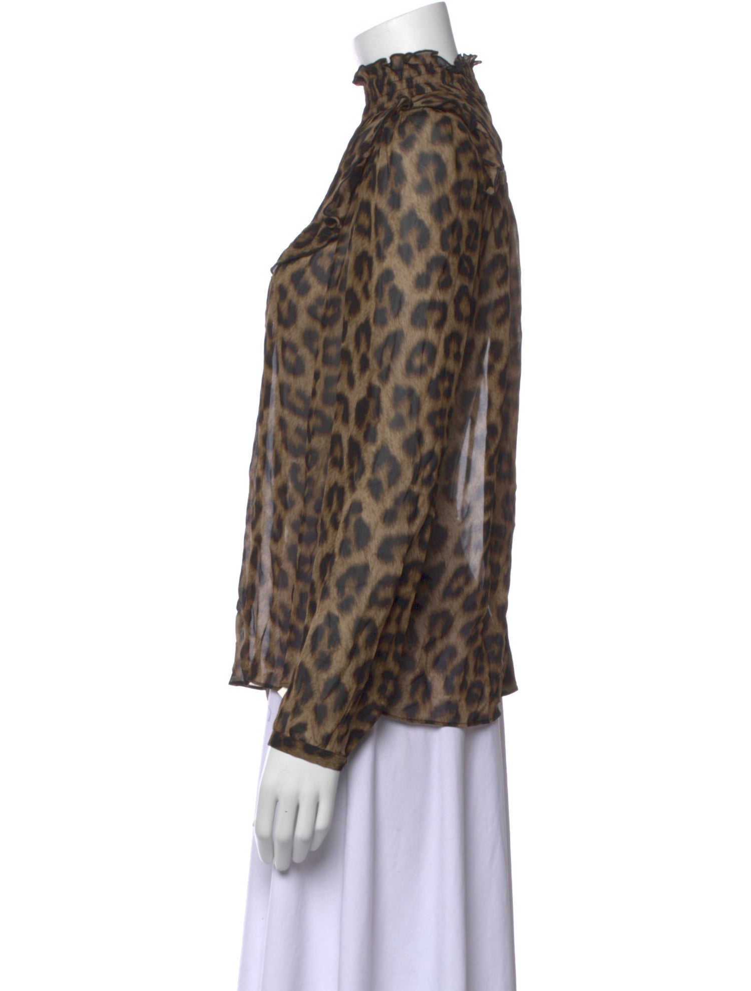 BA&SH Animal Print Mock Neck Blouse