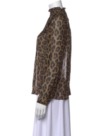 BA&SH Animal Print Mock Neck Blouse
