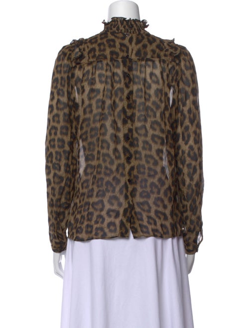 BA&SH Animal Print Mock Neck Blouse
