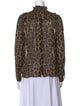 BA&SH Animal Print Mock Neck Blouse