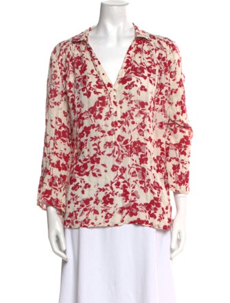 BA&SH Floral Print Three-Quarter Sleeve Blouse