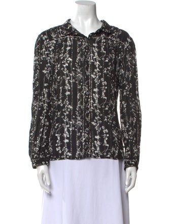 BA&SH Printed Crew Neck Button-Up Top