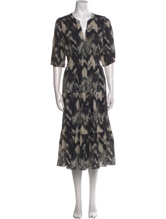 BA&SH Floral Print Midi Length Dress