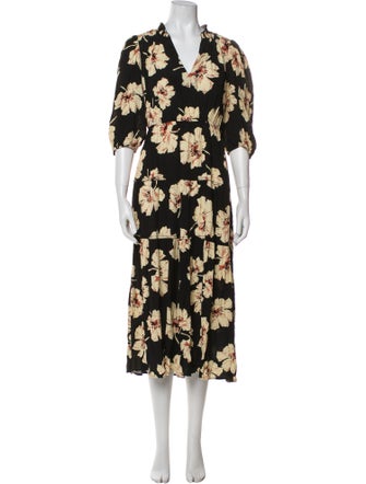 BA&SH Floral Print Midi Length Dress