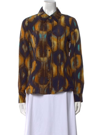 BA&SH Printed Long Sleeve Button-Up Top