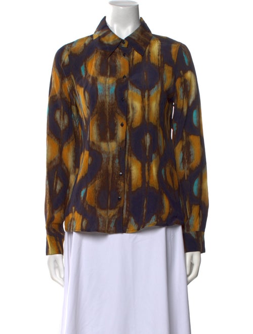 BA&SH Printed Long Sleeve Button-Up Top