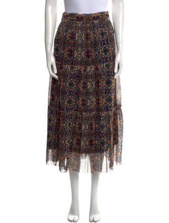 BA&SH Printed Midi Length Skirt