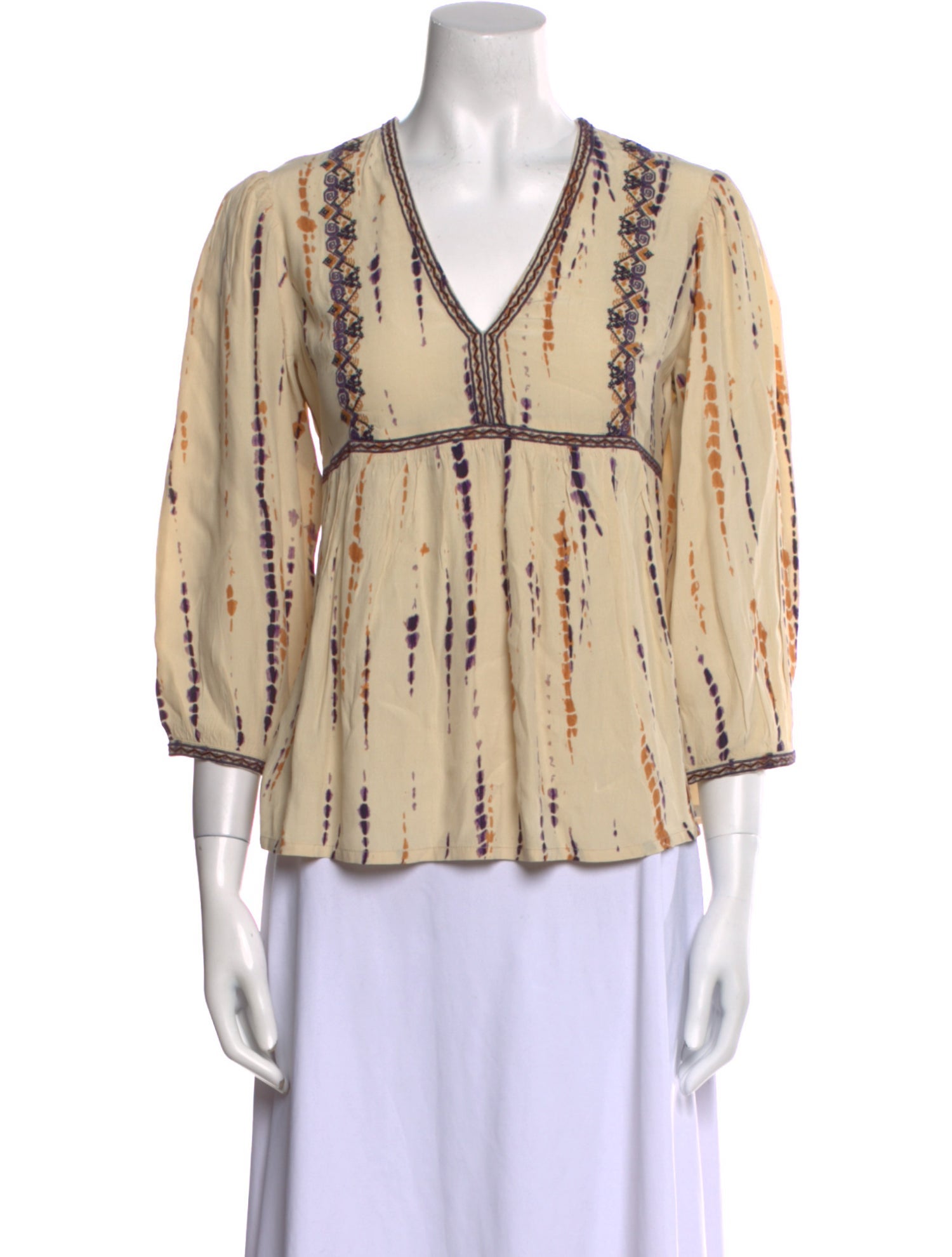 BA&SH Printed V-Neck Blouse