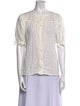 BA&SH Lace Pattern Crew Neck Button-Up Top