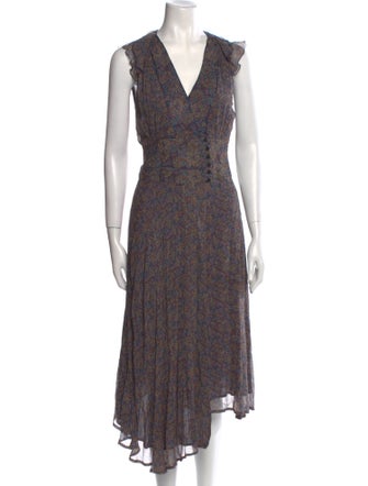 BA&SH Floral Print Midi Length Dress