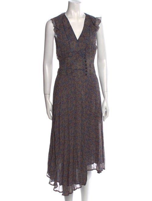 BA&SH Floral Print Midi Length Dress