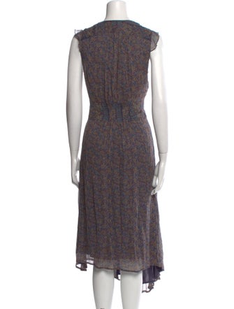 BA&SH Floral Print Midi Length Dress