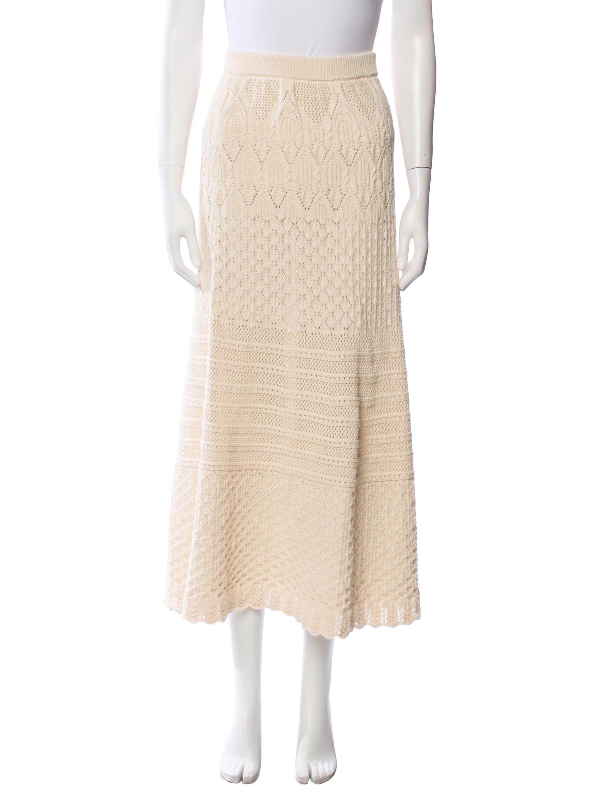 BA&SH Lace Pattern Midi Length Skirt