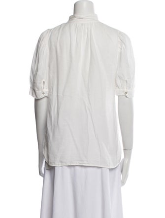 BA&SH Mock Neck Short Sleeve Button-Up Top