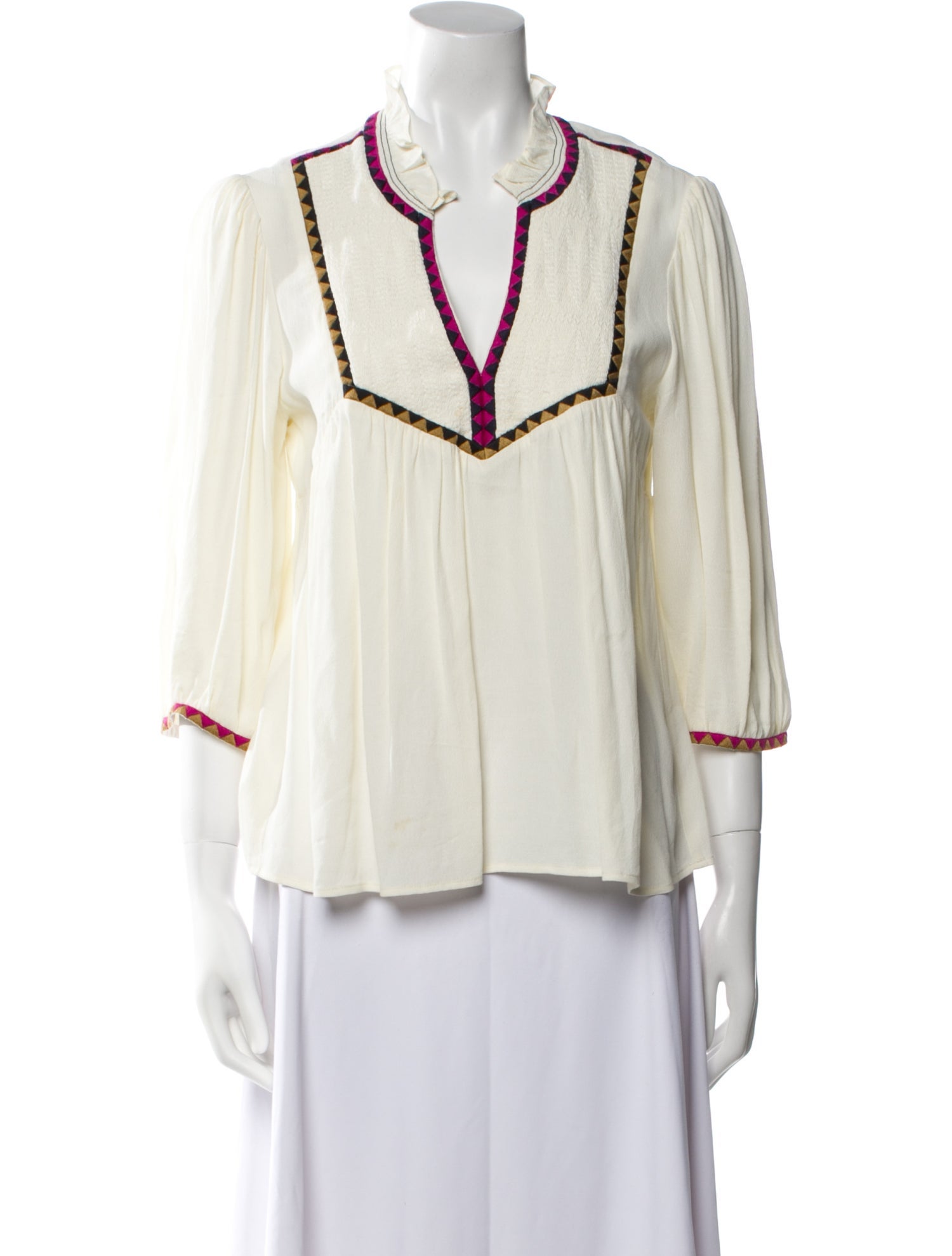 BA&SH V-Neck Three-Quarter Sleeve Blouse