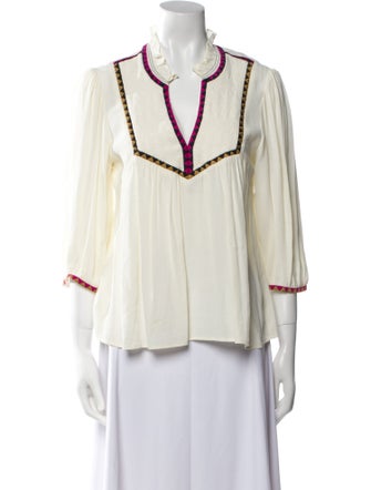 BA&SH V-Neck Three-Quarter Sleeve Blouse