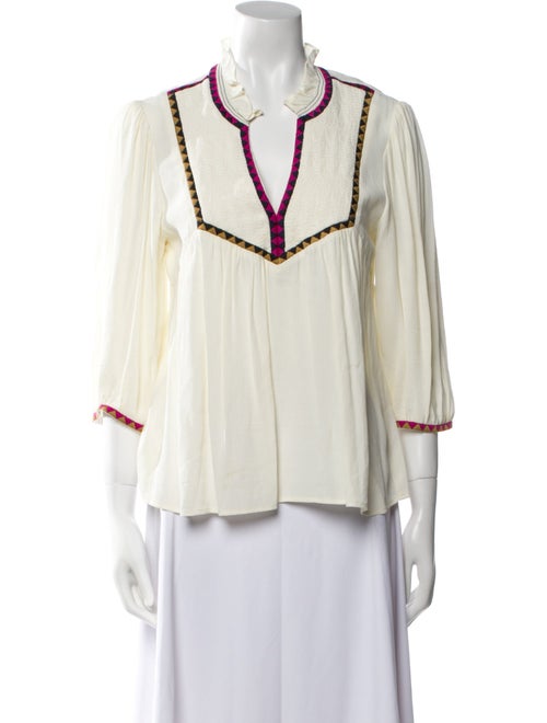 BA&SH V-Neck Three-Quarter Sleeve Blouse