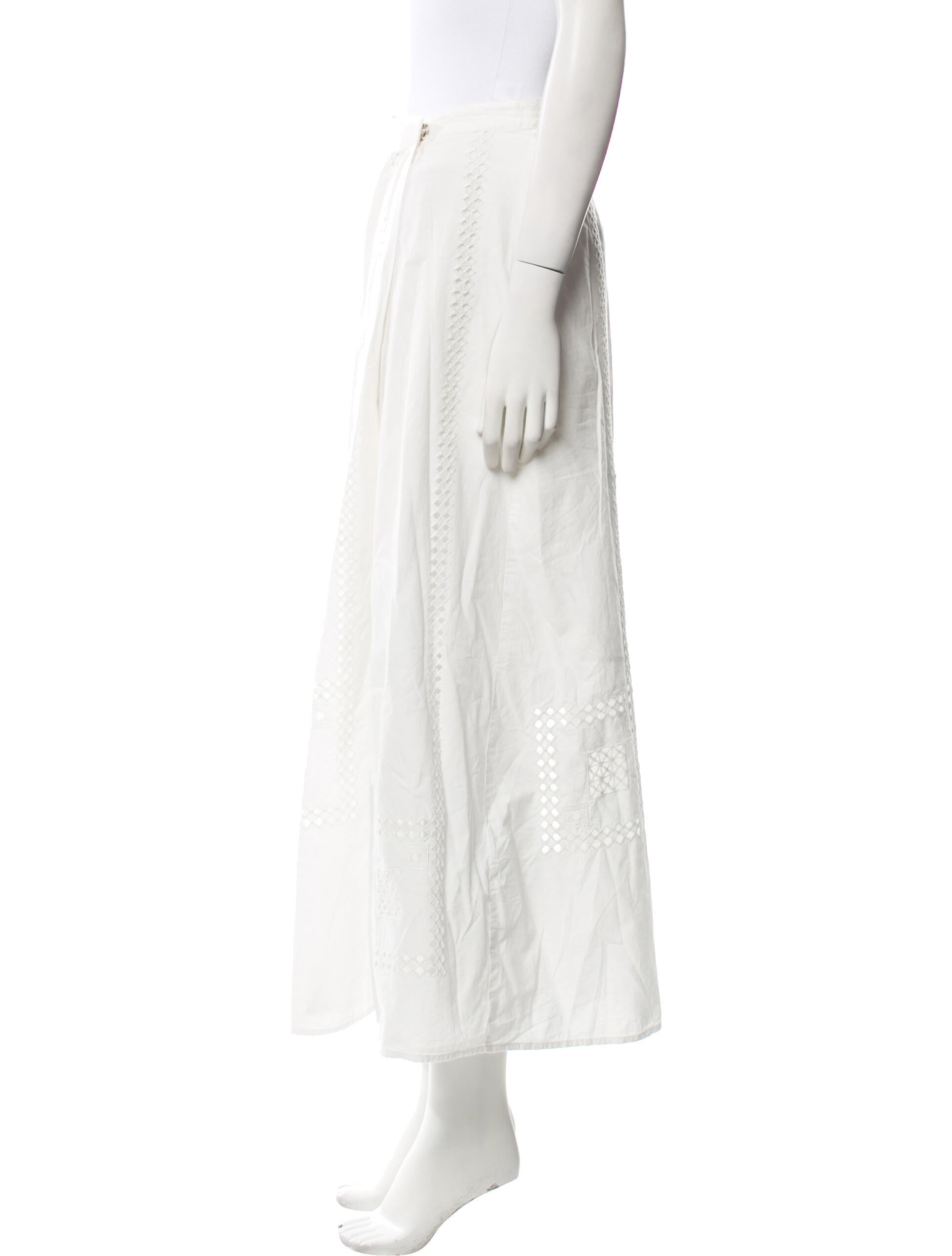 BA&SH Eyelet Trim Midi Length Skirt