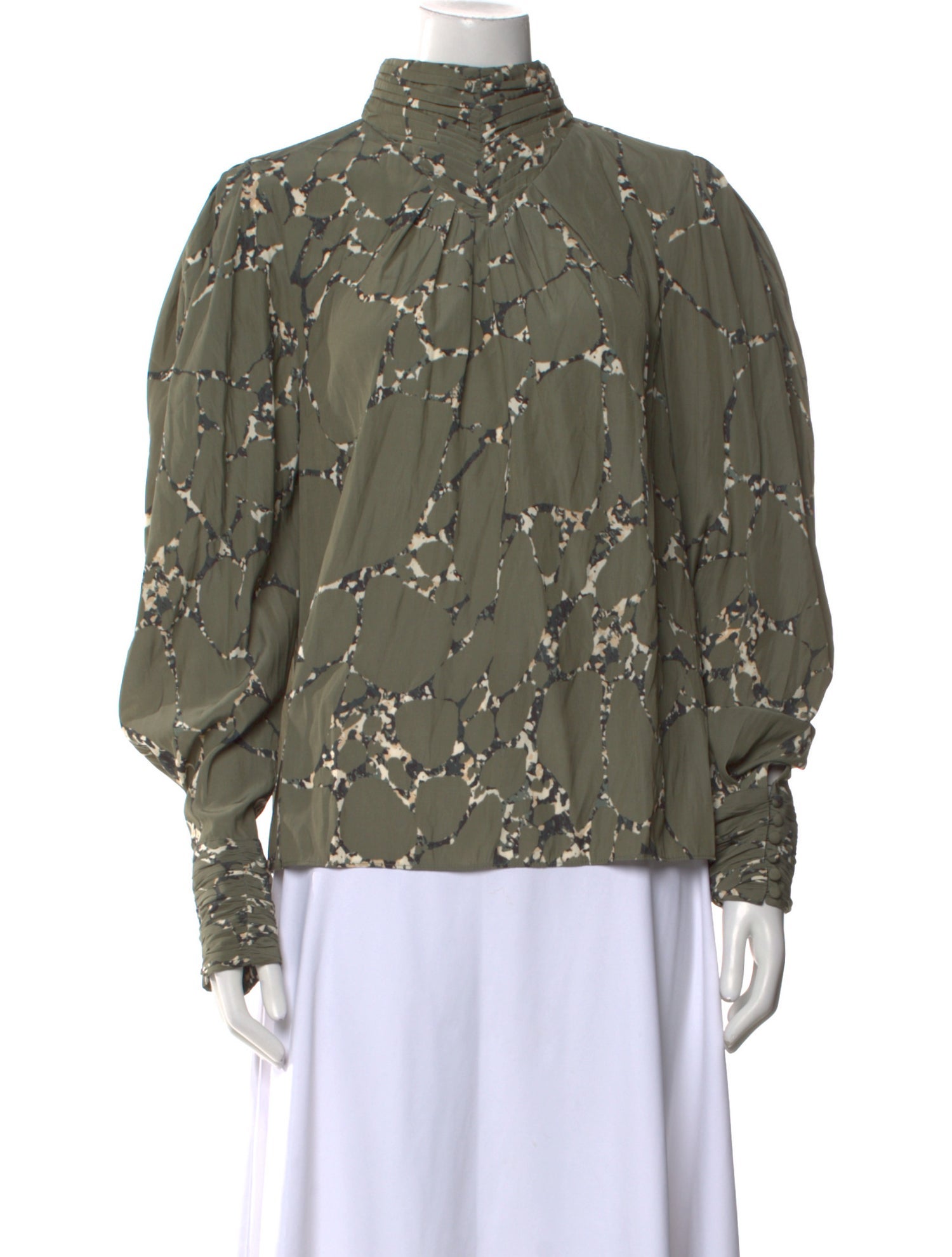 BA&SH Printed Mock Neck Blouse