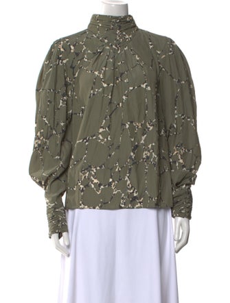 BA&SH Printed Mock Neck Blouse