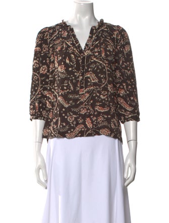 BA&SH Printed V-Neck Blouse