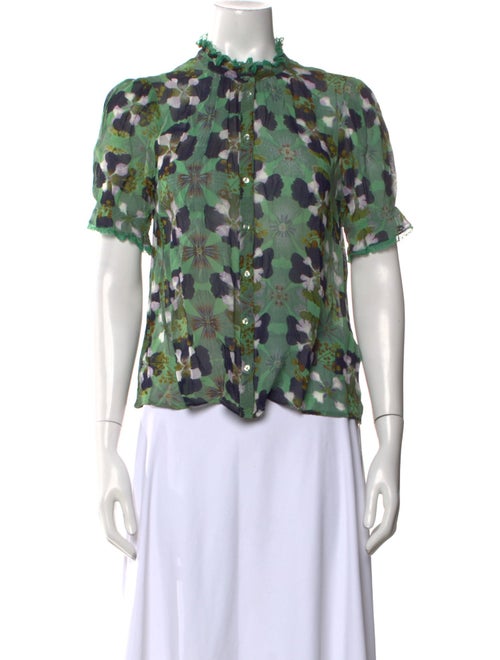 BA&SH Floral Print Mock Neck Blouse