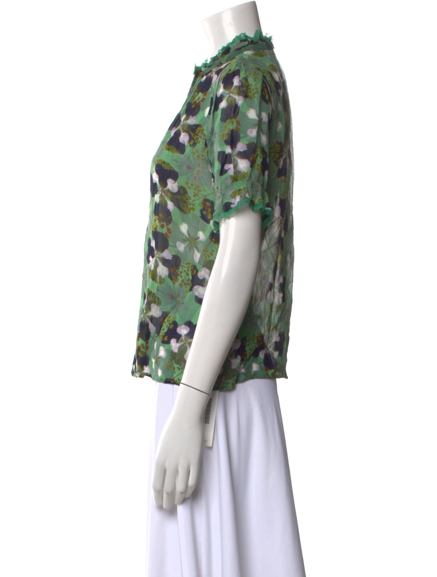 BA&SH Floral Print Mock Neck Blouse