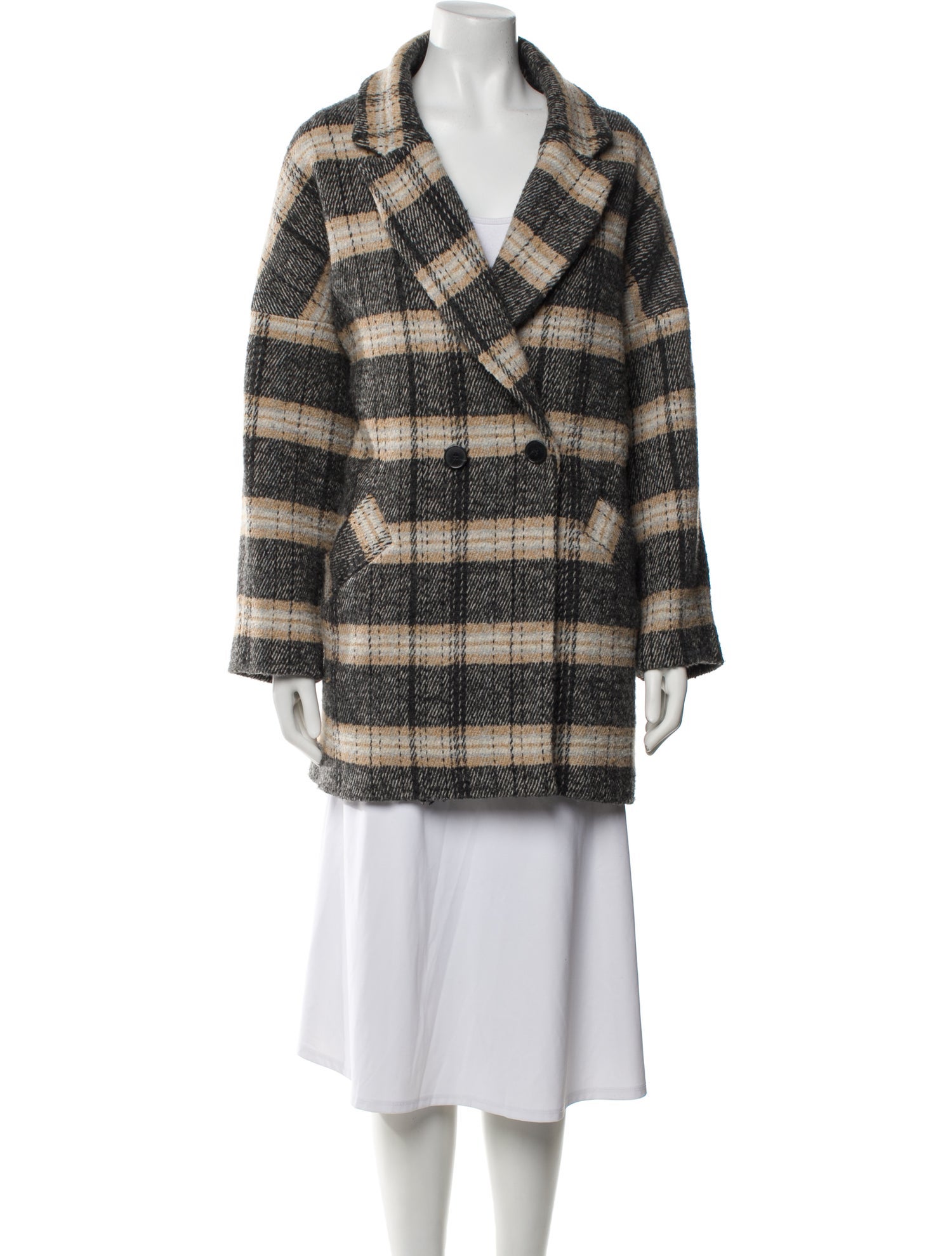 BA&SH Plaid Print Peacoat