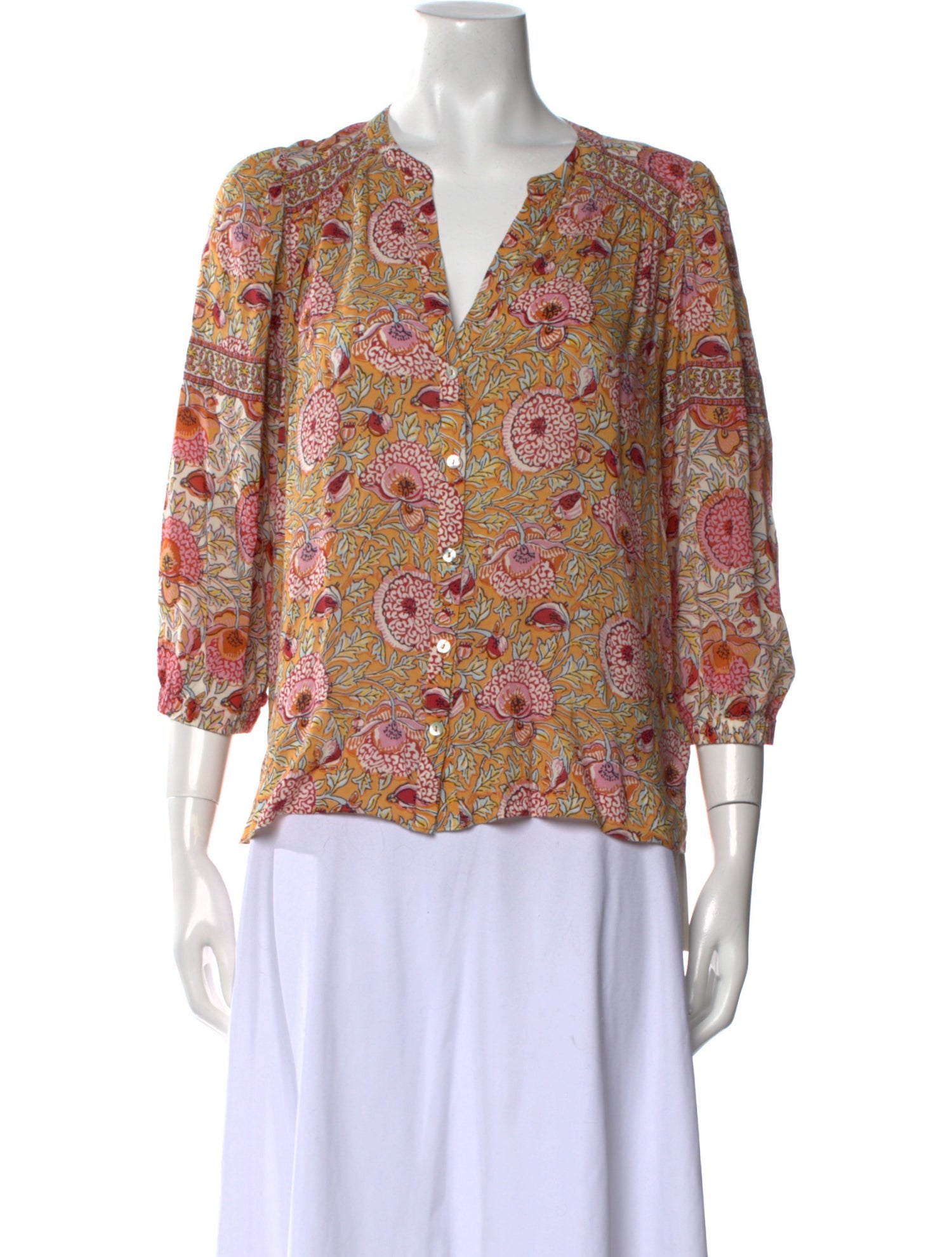 BA&SH Printed V-Neck Blouse