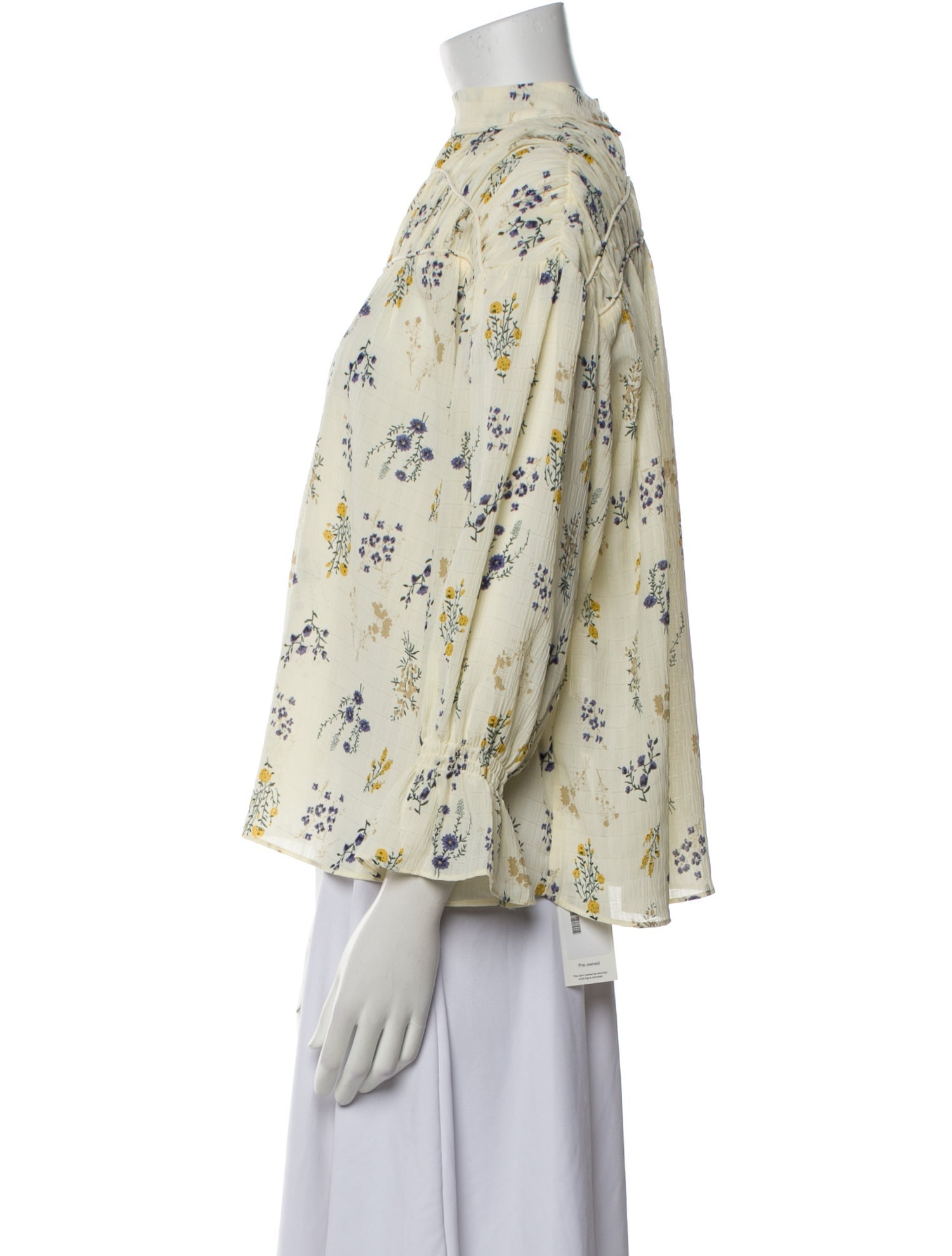 BA&SH Floral Print Mock Neck Blouse