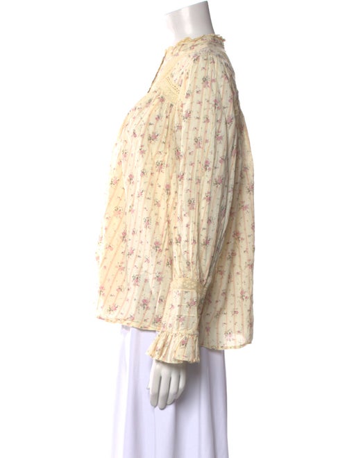 BA&SH Floral Print Mock Neck Button-Up Top