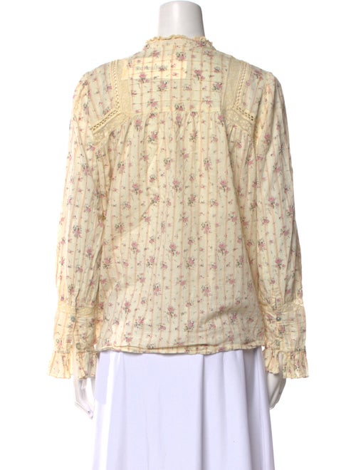 BA&SH Floral Print Mock Neck Button-Up Top