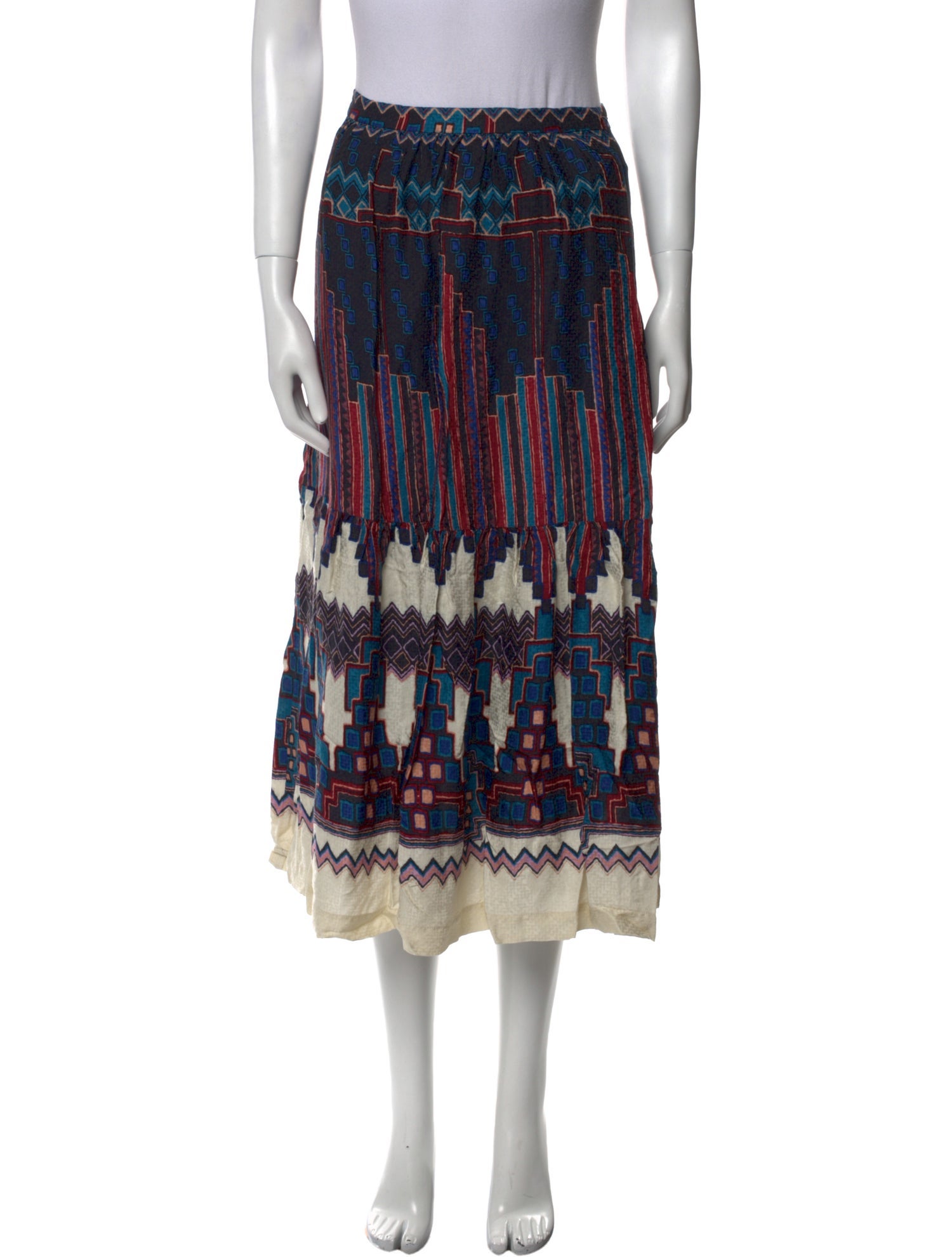 BA&SH Striped Midi Length Skirt