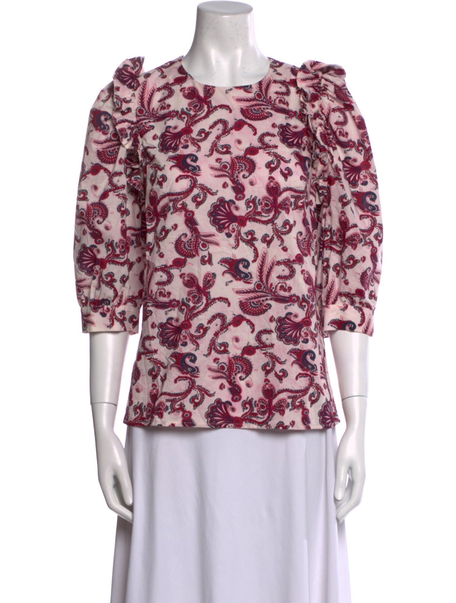 BA&SH Floral Print Crew Neck Blouse