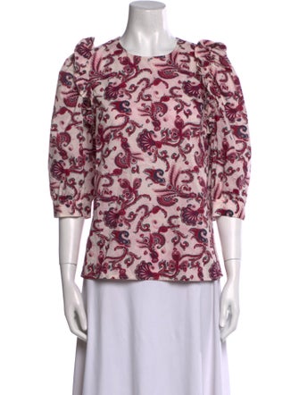 BA&SH Floral Print Crew Neck Blouse