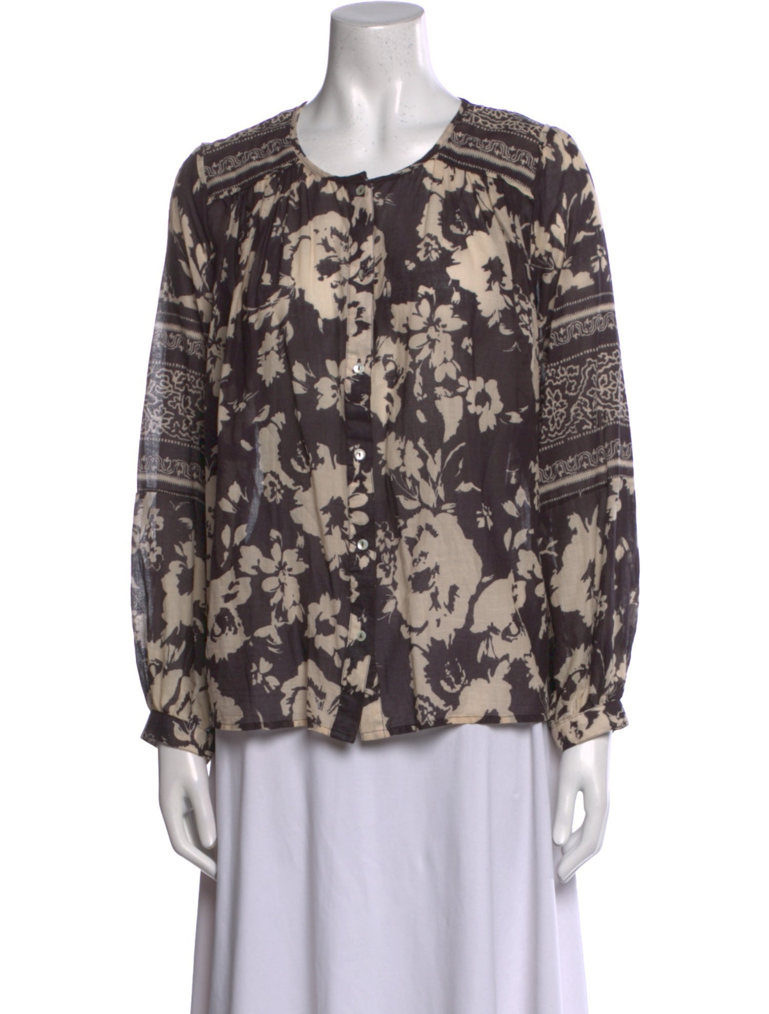 BA&SH Printed Crew Neck Blouse