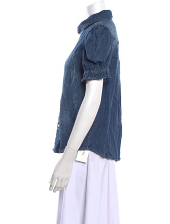 BA&SH Short Sleeve Button-Up Top