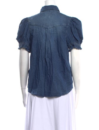 BA&SH Short Sleeve Button-Up Top