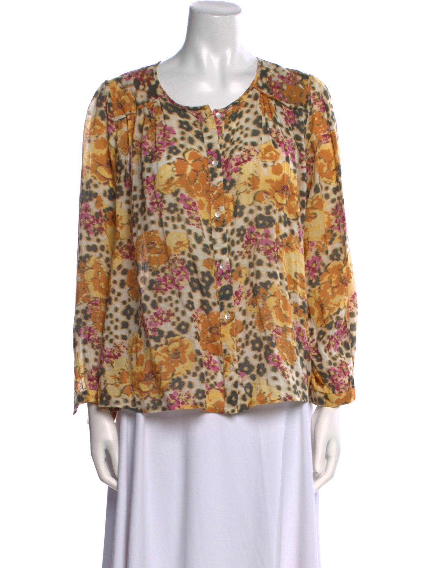 BA&SH Floral Print Scoop Neck Blouse