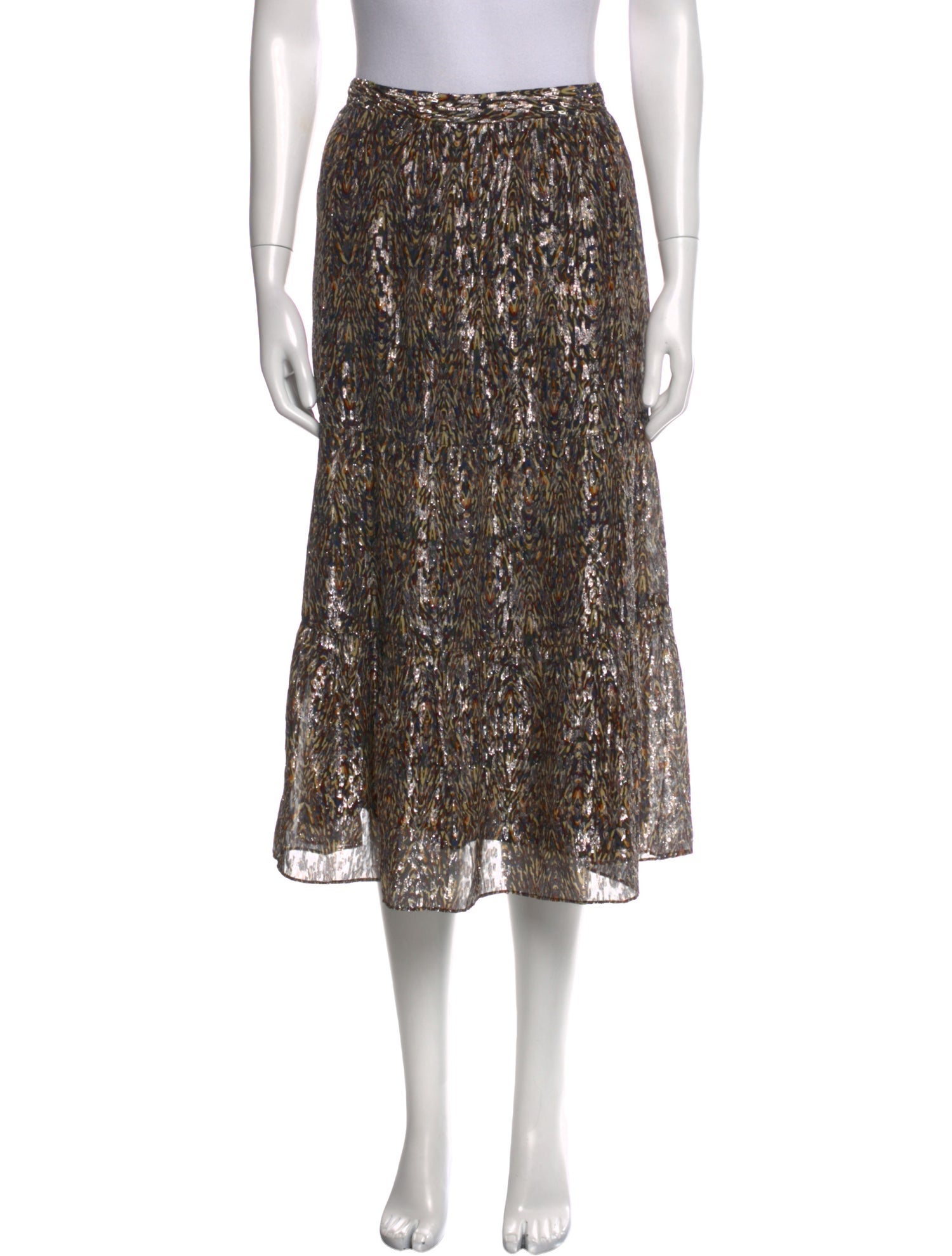 BA&SH Printed Midi Length Skirt