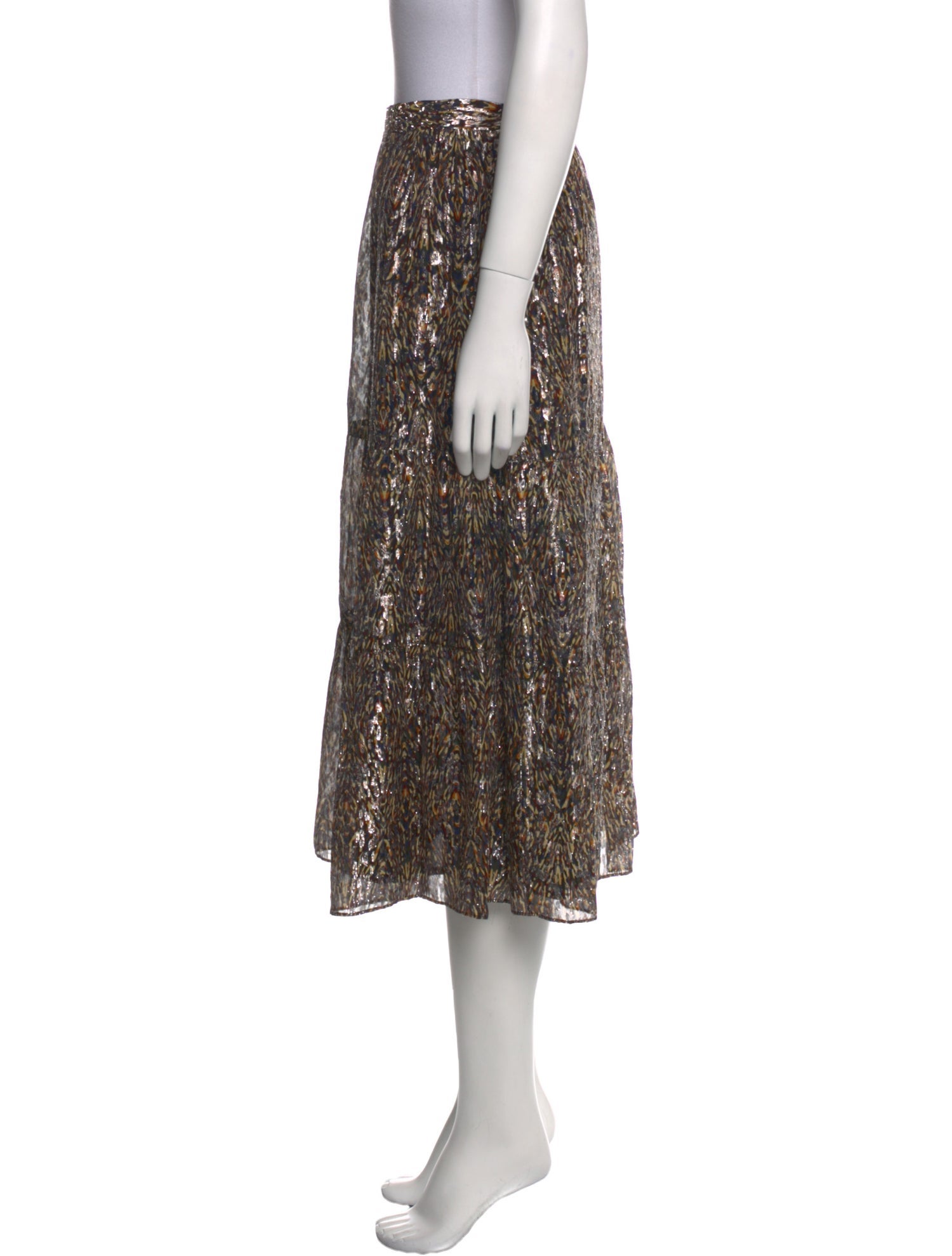 BA&SH Printed Midi Length Skirt