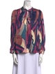 BA&SH Printed Tie Neck Blouse